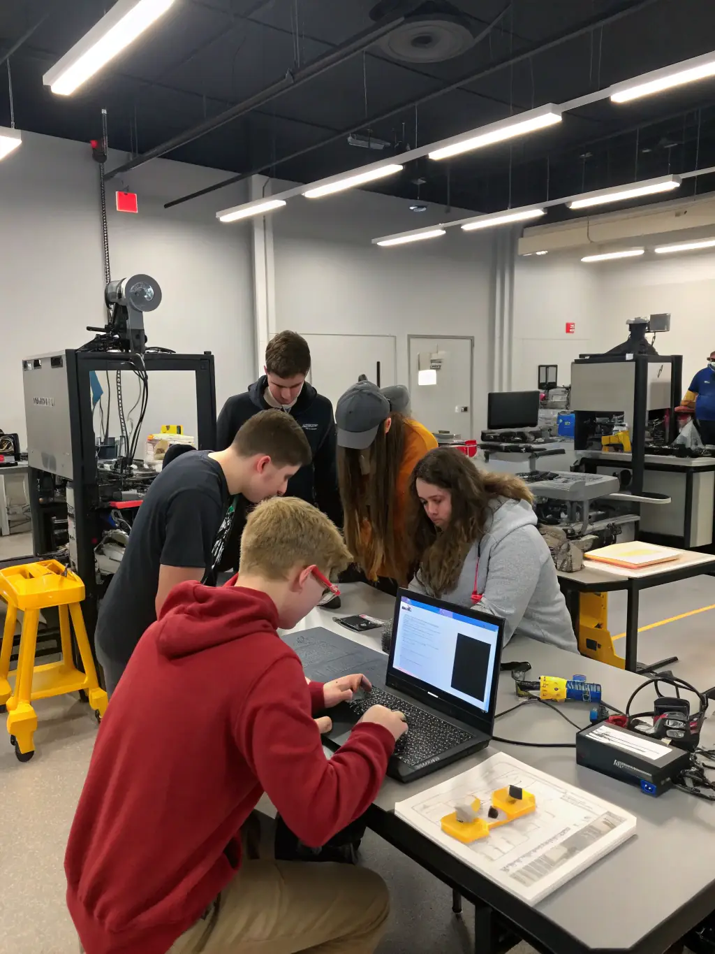 A group of students participating in a film restoration workshop, learning hands-on techniques from experienced professionals.