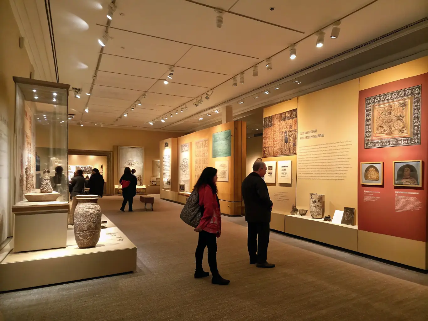 A captivating image of an exhibition showcasing classic films and audiovisual works, with visitors exploring the displays and engaging with the content.